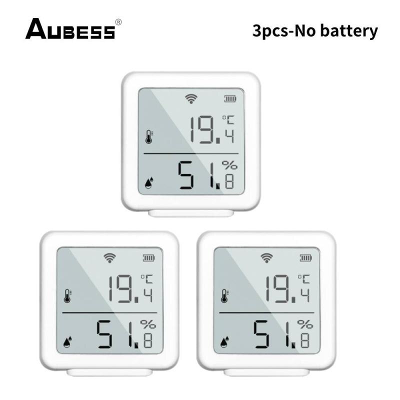 Tuya WiFi Temperature And Humidity Sensor With LCD Screen Display Alarm Push Work With Alexa Google Assistant Smart Life APP: 3pcs
