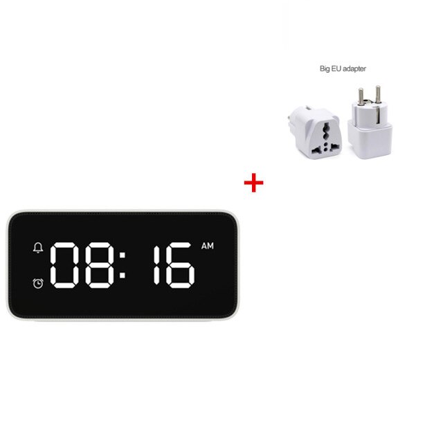 Originele Xiaomi Mijia Xiaoai Smart Wekker Voice Broadcast Klok Tafel Automatische Tijd Kalibratie Met Smart Home App: Add BIg EU Adapter