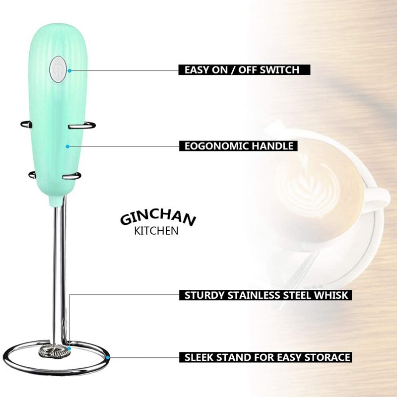 Milk Frother Handheld Electric Whisk Foamer Maker for Coffee Latte Chocolate Egg Mixer with Stand