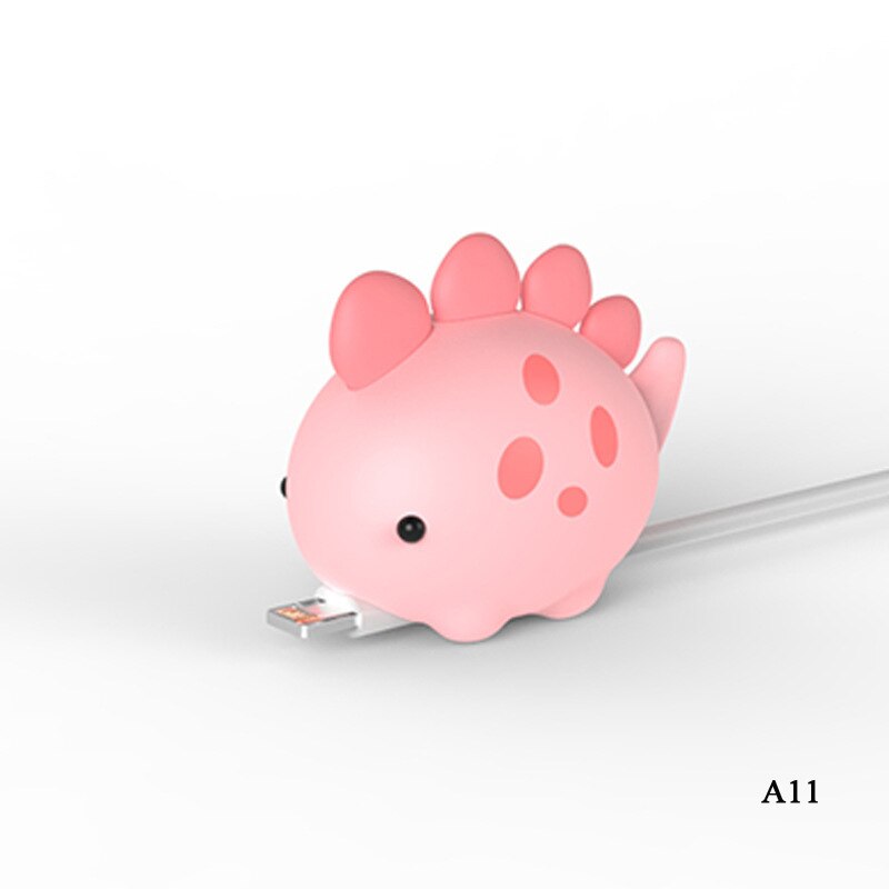 Søte tegneserier dyr bite kabel databeskytter fisk dinosaur hund shaper kabel opptrekker arrangør iphone ipad datalinje beskyttelse: Blå