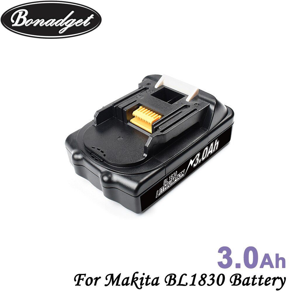 Bonadget 18V 3000mAh Lithium-ion Battery for Makita BL1830 BL1860 BL1840 BL1815 - Replacement Power Tool Battery