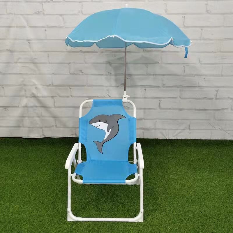 Outdoor Folding Beach Children Chair With Umbrella Utralight Baby Kids Camp Chair Sun Lounger Folding Picnic Camping Seat: Shark chair