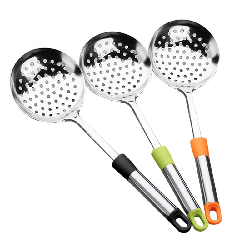 Stainless Steel Slotted Ladle Dumpling Fried Food Serving Spoon Mesh Water Strainer Soup Oil Filter Colander Kitchen Utensils