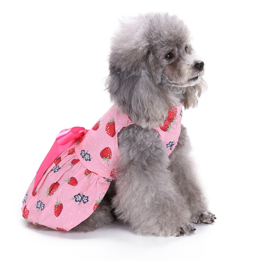 Søde jordbær mønster hundekjole hundetøj hyggelige ærmeløs hundeskjorte kjole kjole sundress prinsesse fest lille hund nederdel outfit