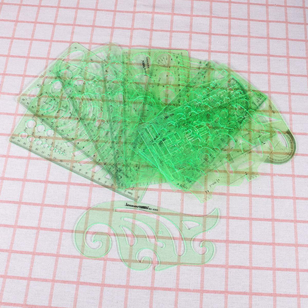 Gabarit de Plan de maison extensible Transparent | Vert, règles géométriques, modèles de dessins de coffrage de construction pour école de bureau