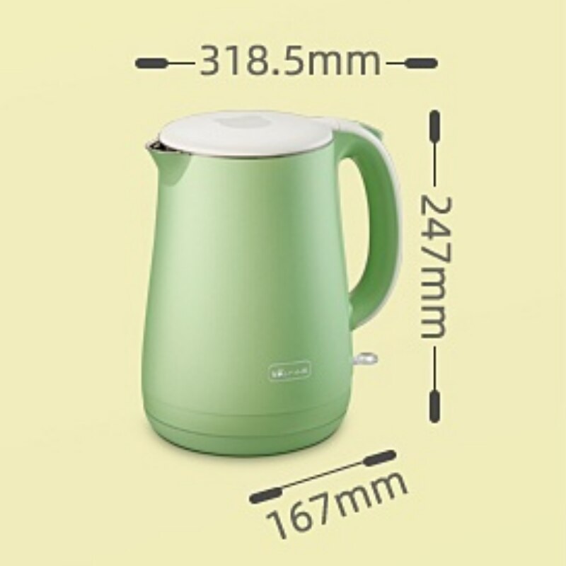 1.7L 304 Roestvrij Waterkoker Meter Huishouden Quick Verwarming Kokend Thee Pot Koffie 1800W Groene Beer ZDH-C17E1