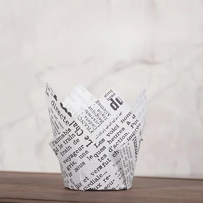 40/100/200 Stück Tulpen-Cupcake-Einlagen, Muffin-Cupcake-Papierverpackungen mit Golddruck, Backbecherhalter für Hochzeit, Geburtstag: Option14 / Rosa