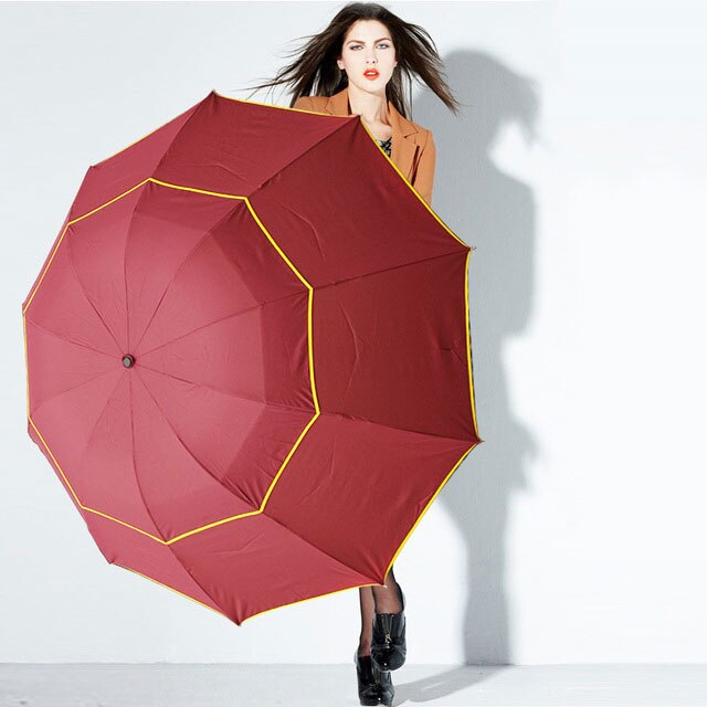 Paraguas para hombre y mujer, sombrilla resistente a la lluvia, al sol y al viento de gran tamaño, accesorio plegable de , 3 pliegues, 130cm