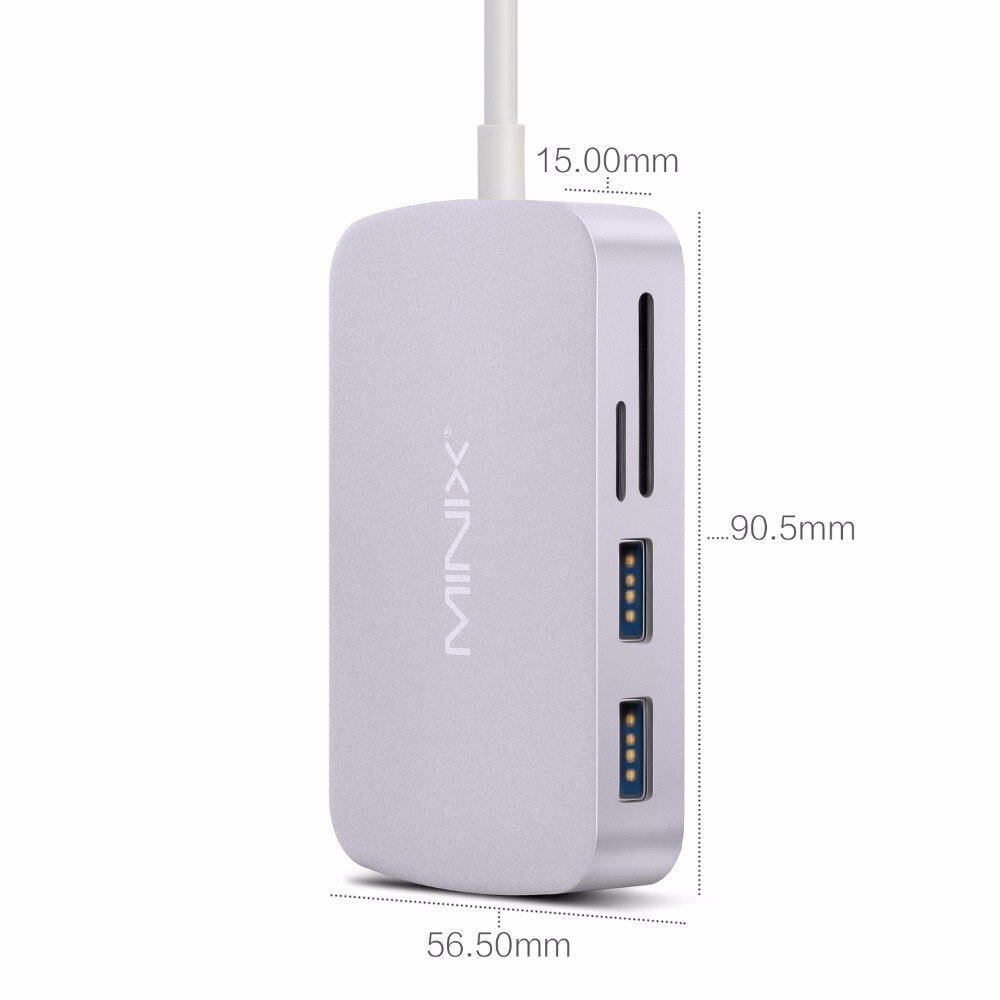 Minix neo c tipo-c adaptador multiport com hdmi-saída compatível 4k gigabit ethernet USB-C para carregar compatível com macbook