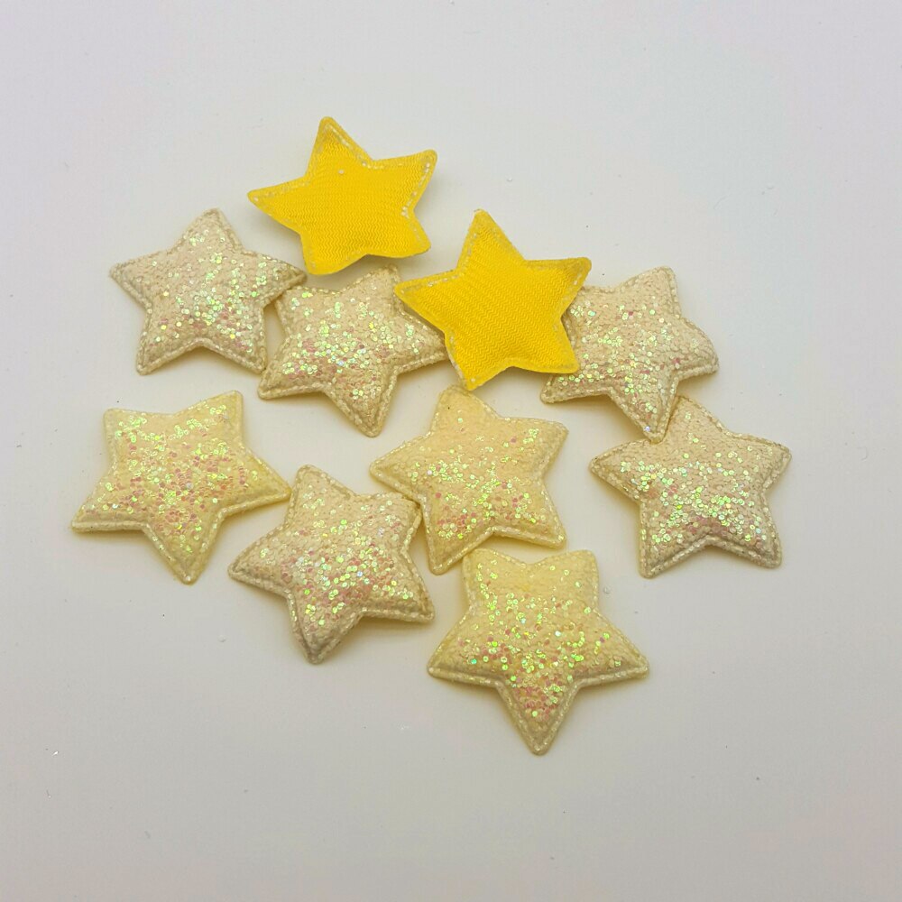 10 stuks snoep knutsel glitter patches schattige sterren haar strik accessoires plak patch voor kleding knutsel patch diy knutselbenodigdheden: Geel