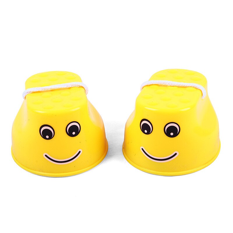 1Pair Outdoor Plastic Balance Training Equipment Smile Jumping Stilts Coordination Game Jumping Feet Stilts For Kids Toys: Yellow