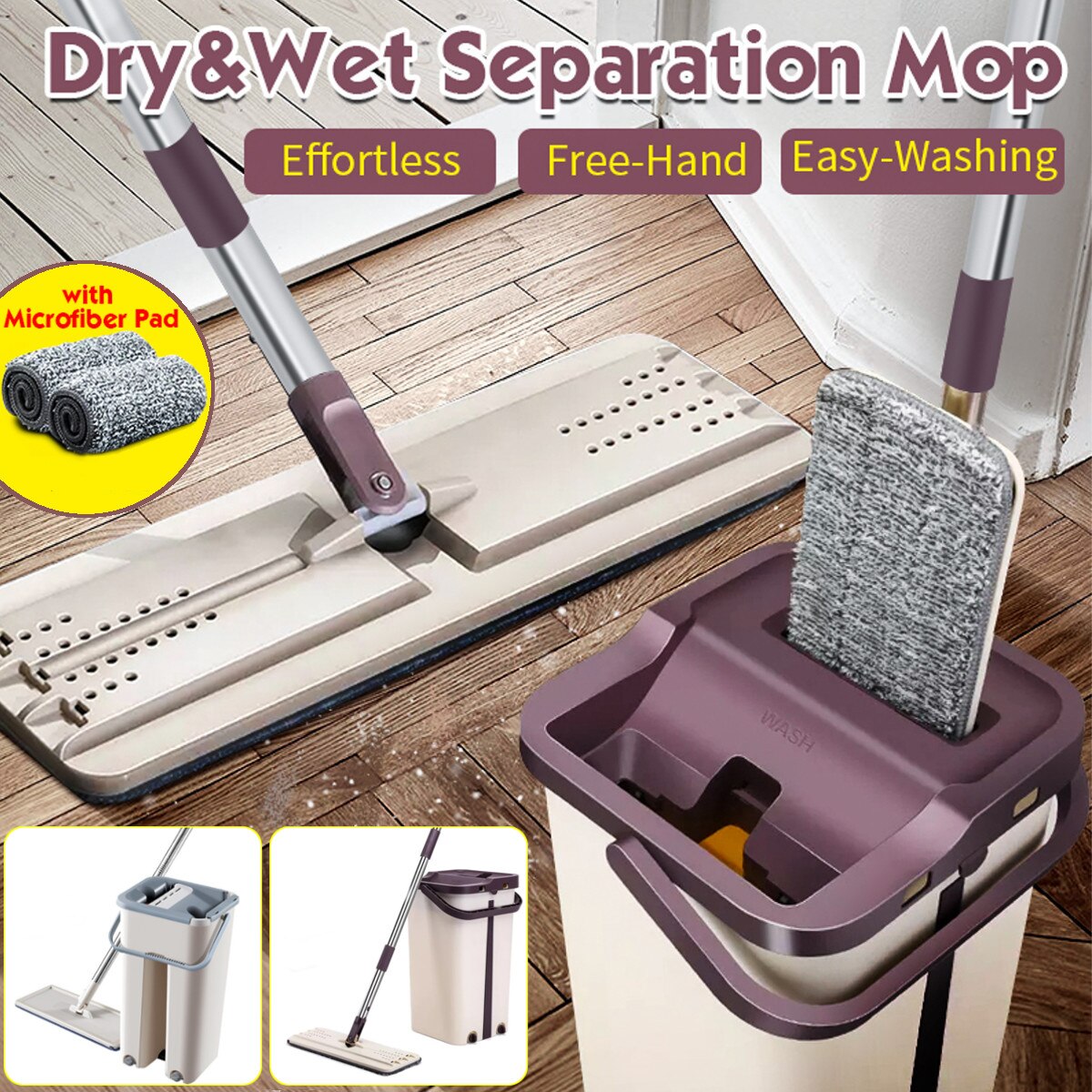 Spray Automatic Spin Mop Avoid Hand Washing Ultrafine Fiber Cleaning Cloth Home Kitchen Wooden Floor Lazy Fellow Mop