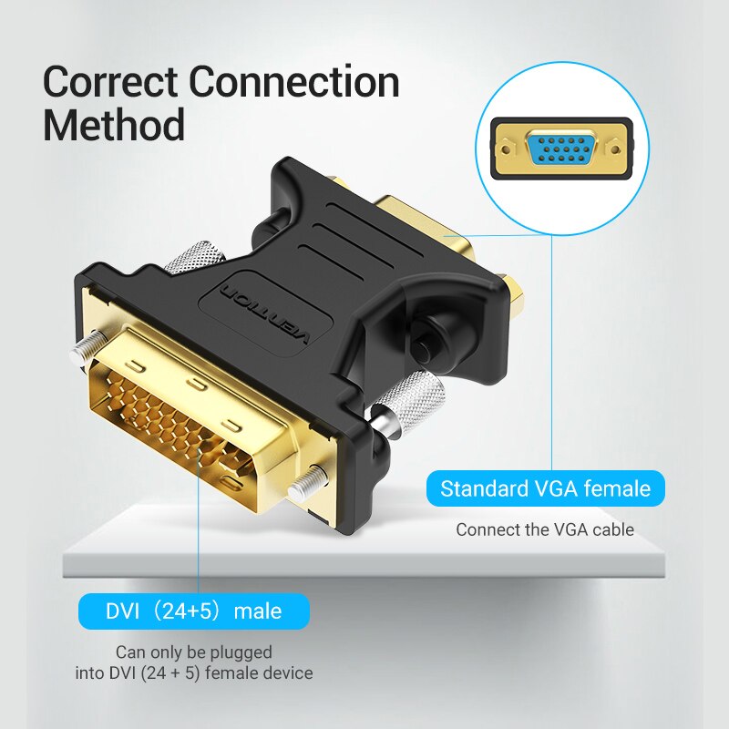 Adaptateur DVI VGA bidirectionnel adaptateur VGA vers DVI DVI-I 24 + 5 femelle vers VGA câble mâle pour projecteur HDTV DVI vers VGA