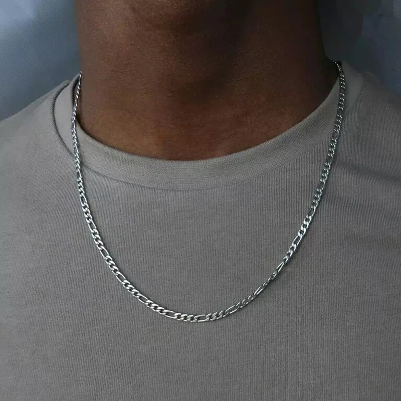 Collier chaîne Figaro en argent 925, 40-75cm, 4mm, Long pour femmes et hommes, bijoux Hip Hop,