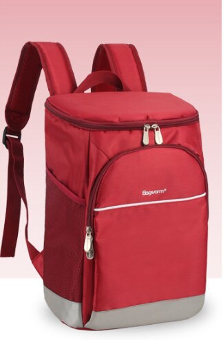 600D Oxford Grote Koeltas Thermo Lunch Picknick Doos Geïsoleerde Cool Rugzak Ijs Vers Carrier Thermische Schoudertassen: RED SMALL