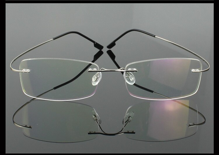 9 Colors Lightest Optical glasses Memory Titanium Alloy Rimless Frame Myopia Prescription Glasses 1.56 1.61 Progressive Lenses: Silver