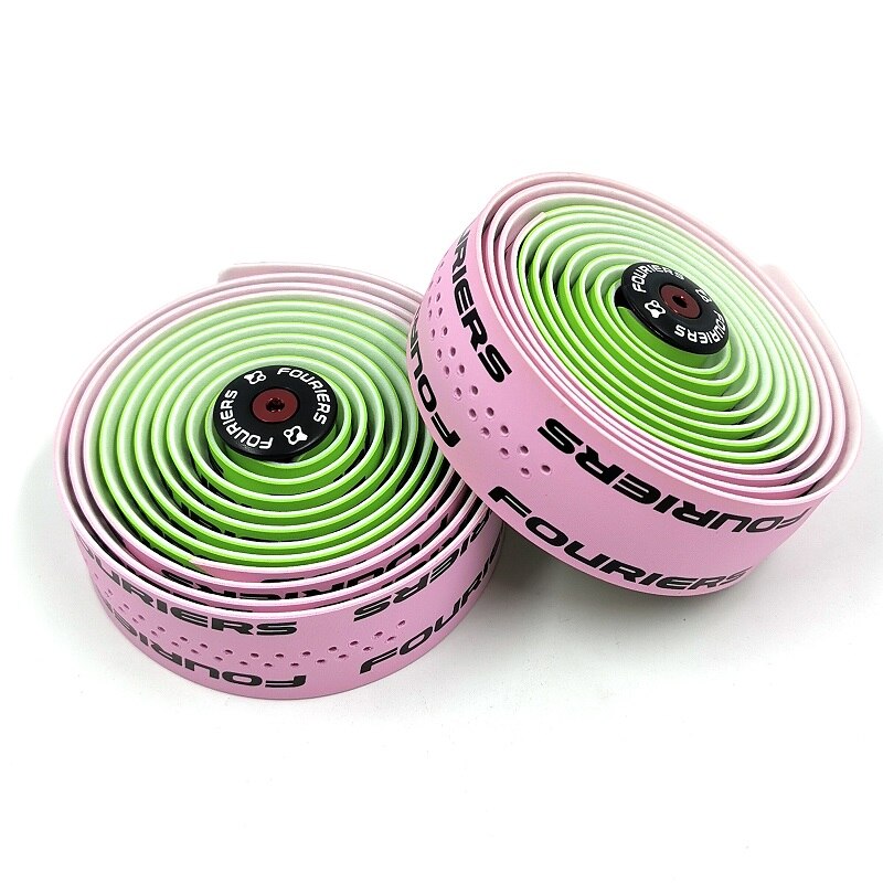 Fouriers Road Fietsstuur Tape Fixed Gear Bike Dubbele kleur Stuurlint Wraps PU Materiaal Fietsstuur Tape: Pink Green