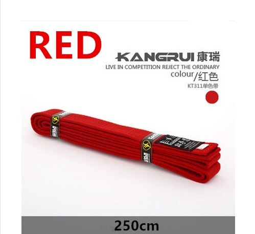 Högkvalitativt svart wtf taekwondo bälte broderi bomullsbälte taekwondo bälte anpassat 2.5m röd blå gul färg karate bälte: Röd