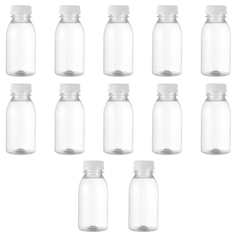 12Pcs 250ML Transparent Plastic Milk Storage Bottles Beverage Drinking Bottles Transparent Milk Bottle Beverage Bottle For Home