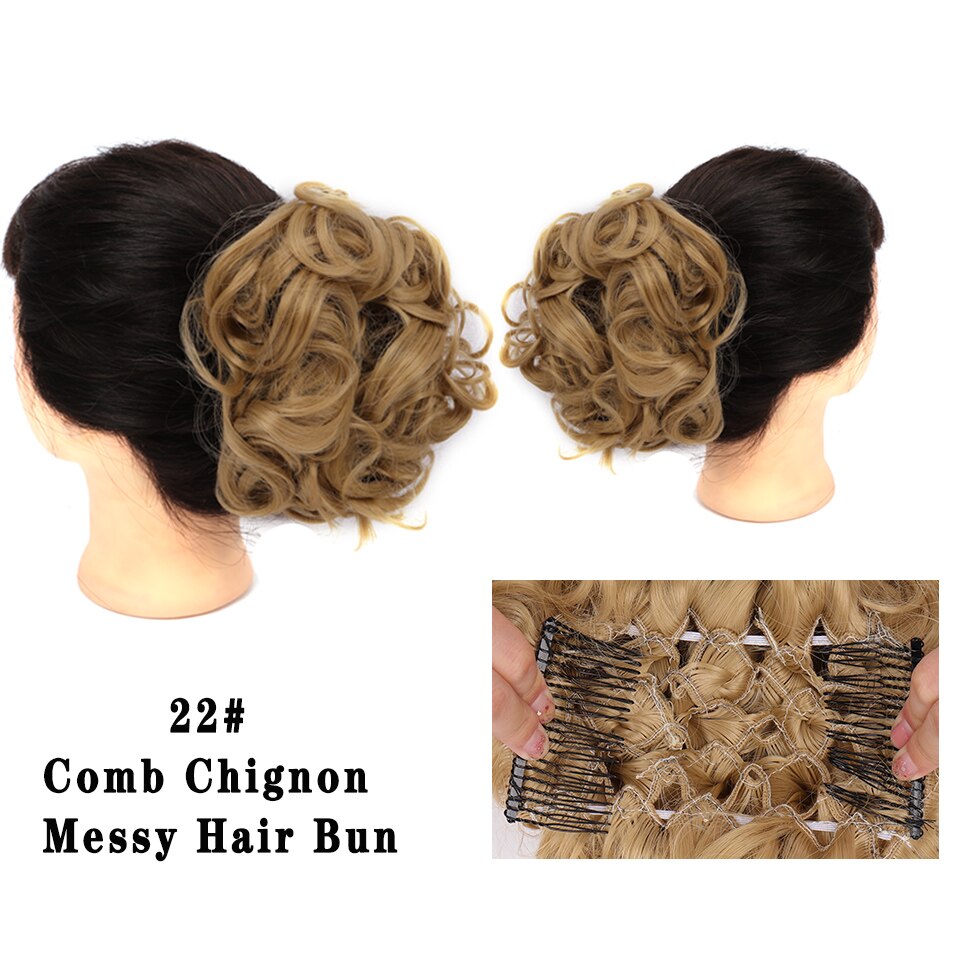 LUPU Synthetische Haarknoten Kamm Clip in Lockige Chignon Haarnadel Synthetische Falsche Haar Schwanz Erweiterung Haar Stück Für Frauen: 22