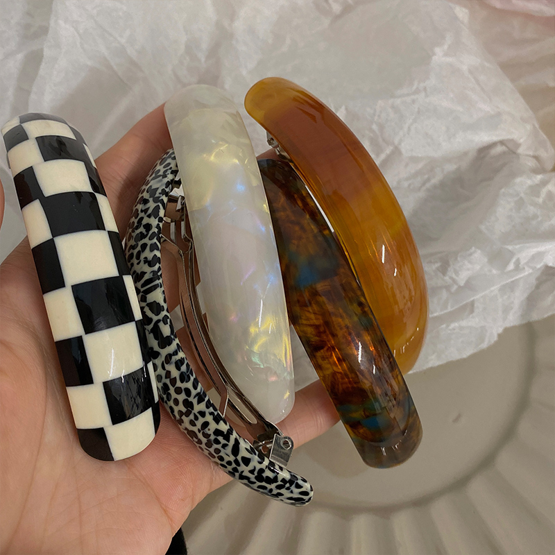 Clip de acetato con estampado Vintage para mujer, pasador colorido geométrico , Horquilla automática, accesorios para el cabello,