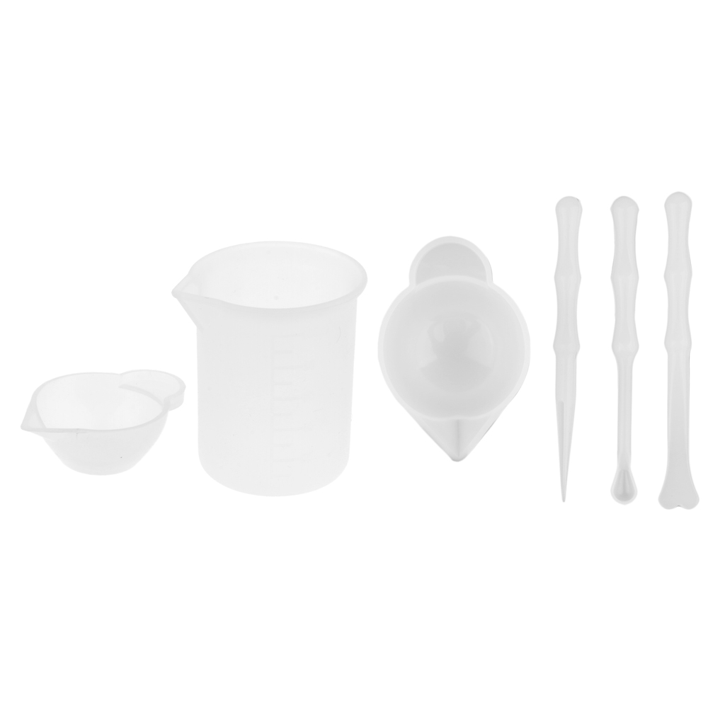 6 st silikon återanvändbar blandning mätkoppar flytande epoxiharts omrörning distribution hobby gjutning smycken gör diy-verktyg