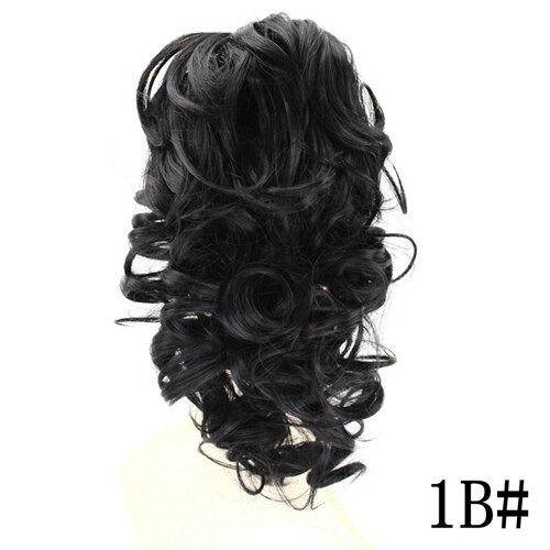 JOY&BEAUTY 12inch Curly High Temperature Fiber Synthetic Hair Pony Tail Hairpiece Clip In Hair Extensions Claw Ponytail 6 color: #1B