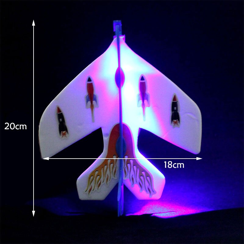 Saizhi 1 stuks led-licht elastisch vliegtuig diy model pijl raket vliegend speelgoed feest  sz2602
