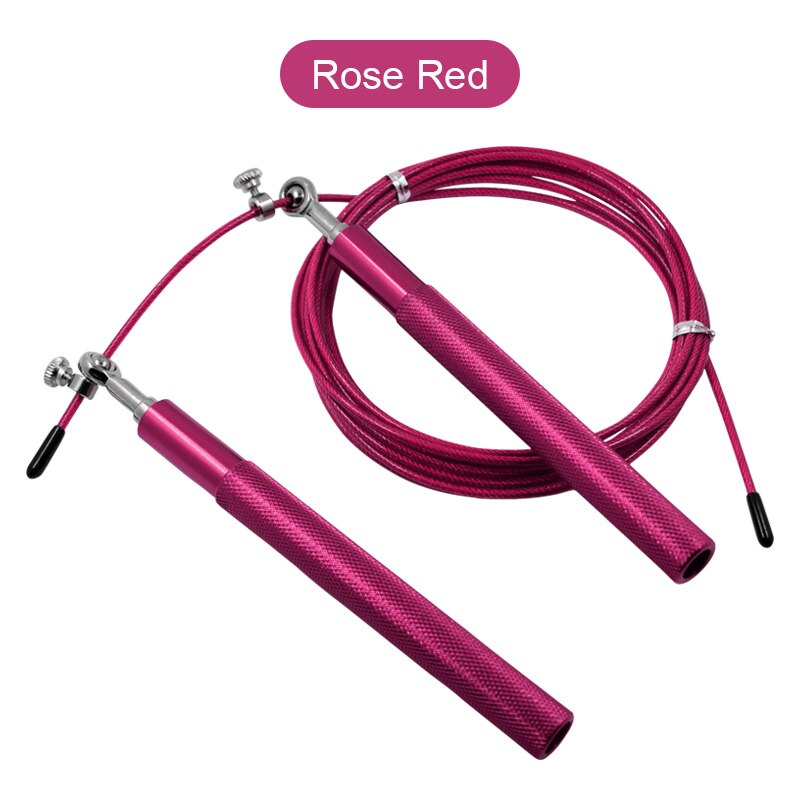 3m Speed Jump Rope Steel Wire Adjustable Skipping Rope Home Fitness Boxing Sports Training Equipment: hotpink