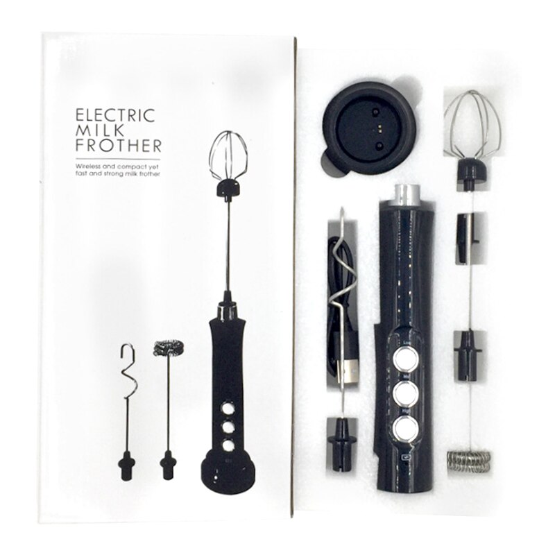 Rechargeable Milk Frother Battery Operated,3-Speed Portable Travel Frother,Electric Milk Foamer Coffee Frother for Latte