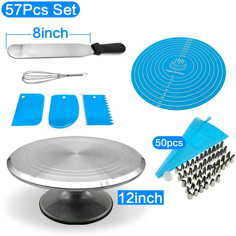 12inch Cake turntable flower mounting turntable flower mounting table household tools complete set of birthday tools: Clear