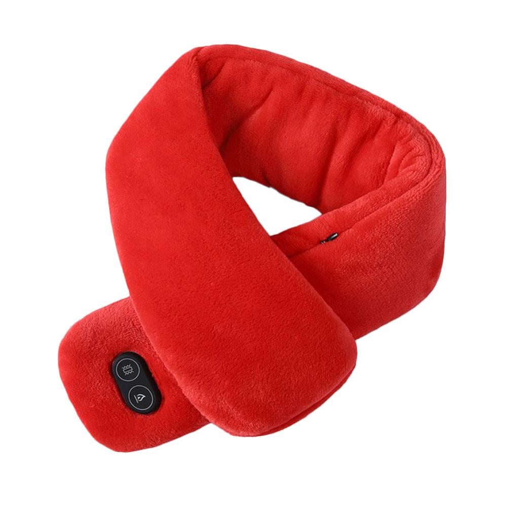 Winter Heated Scarf USB Men Women Heating Scarf Couple Scarf Neckerchief Plush Collar Scarves Warn: red