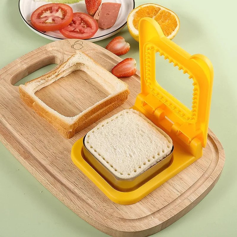 Sandwich Cutter and Sealer Flip Sandwich Cutting Tool for Kids Lunch Stainless Steel Blade Circular Sandwich Bread Toast Mold
