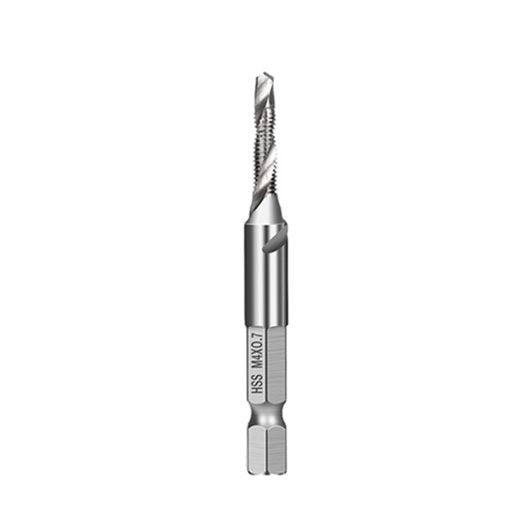 1pc Thread M3 M4 M5 M6 M8 M10 Screw Tap Drill Bits Hss Taps Countersink Deburr Metric High Speed Steel 1/4 IN Quick Change Hex: Silver M4x0.7