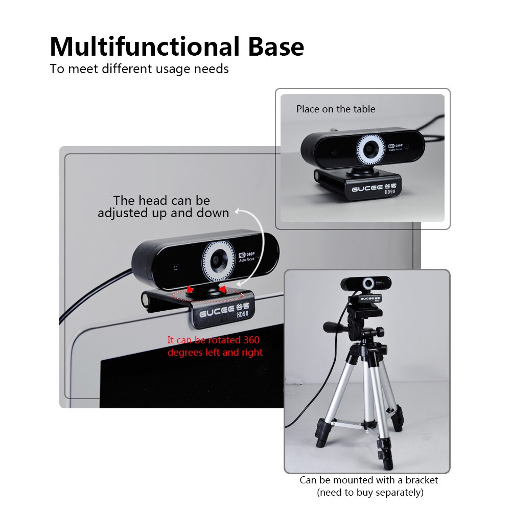 Webcam GUCEE 1080P Webcam messa a fuoco automatica videocamera per Computer videocamera web con microfono videocamera senza unità per conferenze Online per Laptop
