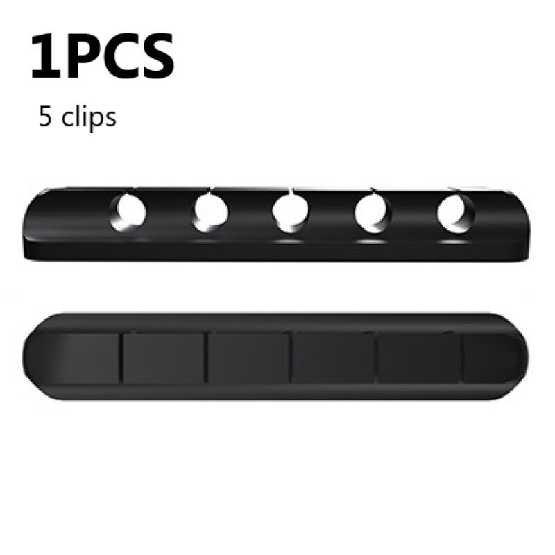 Cable Organizer Silicone USB Cable Winder Desktop Tidy Management Clips Cable Holder for Mouse Headphone Wire Organizer: 1PCS 5 clips