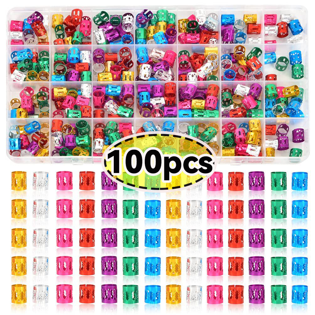 Hiphop fletning af dreadlocks spænde hårmanchetter metal hårring tilbehør til fletninger dreadlocks forlængelse punk rock hovedsmykker: Grå