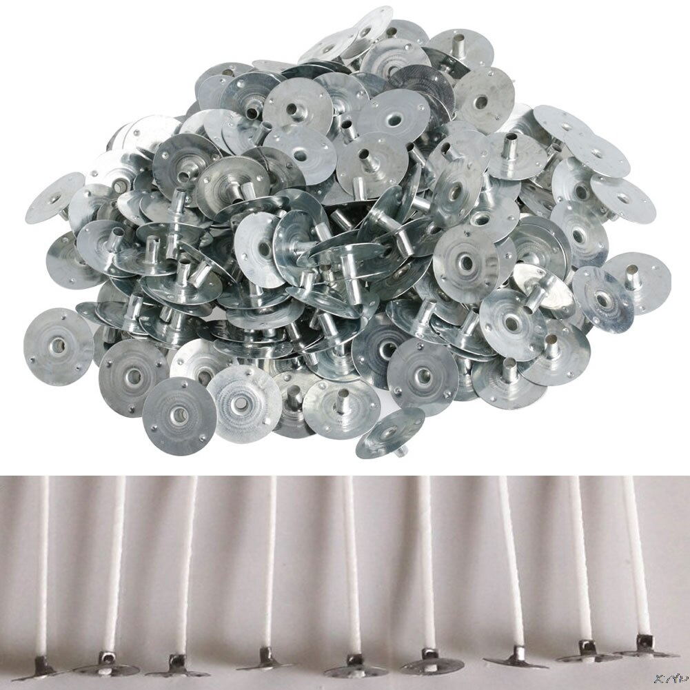 Support métallique pour mèche à bougie,accessoire couleur argent, idéal en fabrication de , dimensions 12,5x2,5 mm, 100 ou 200 pièces