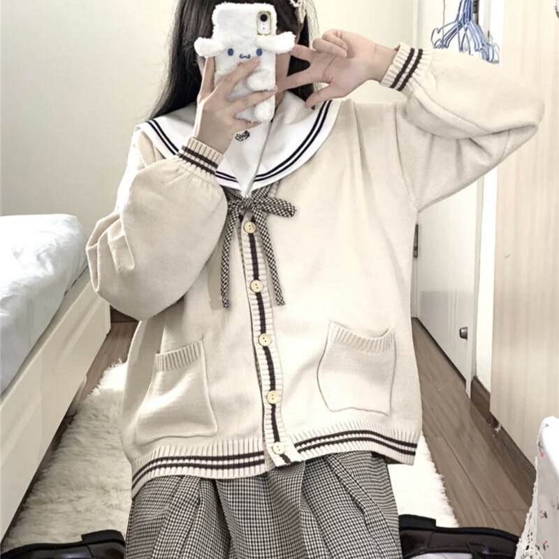 Sweater Japanese Cardigan women clothing knitting jk sweet Loose femme oversized clothes Kawaii tops korean Sweaters