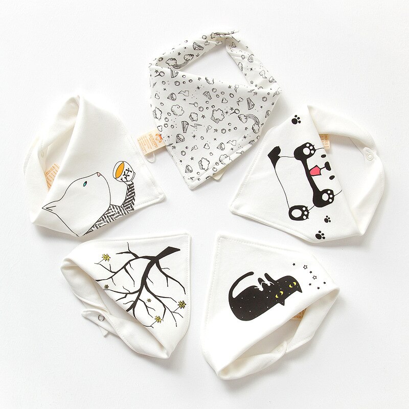 5Pcs Slabbers Bandana Katoen Babyvoeding Schort Driehoek Leuke Baby Slabbetjes Meisjes Jongens Cartoon Voeden Sjaal Kraag Bib burp Doek: 26