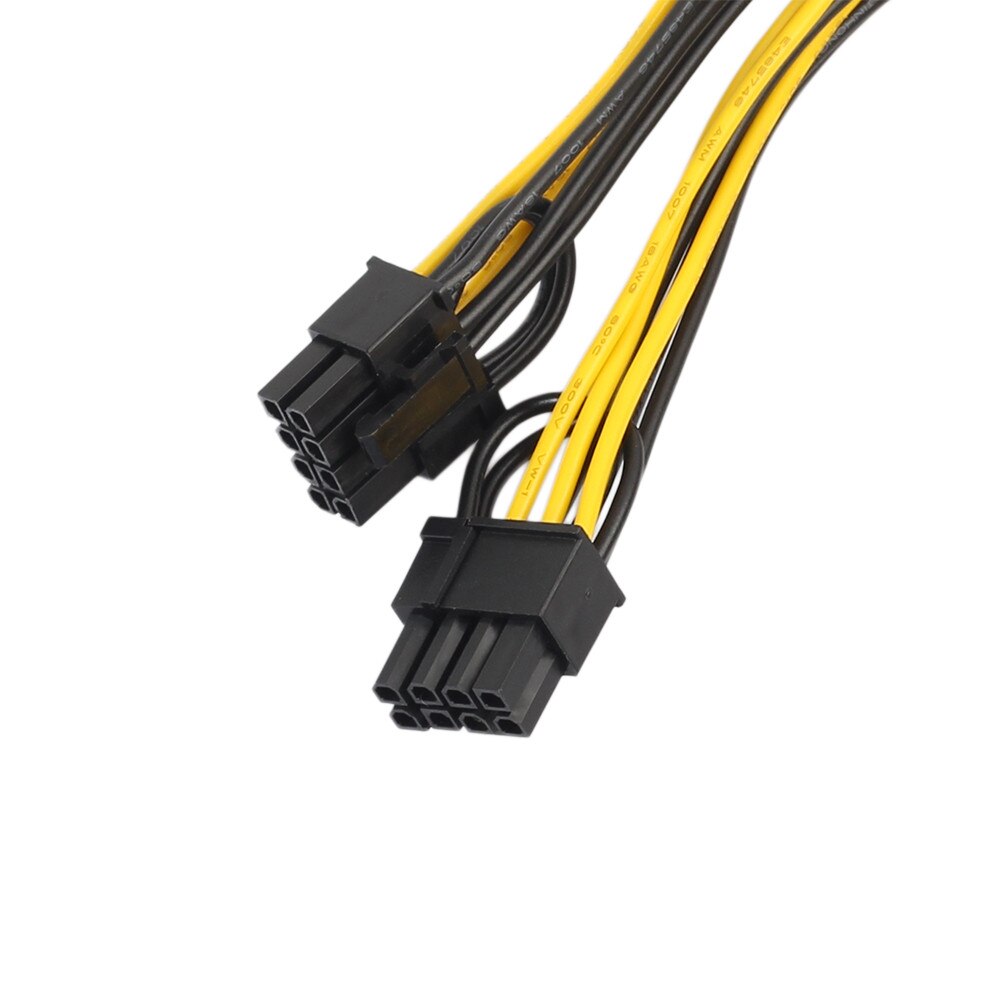 PCI-Express PCI-E 6-pin to 2x 6+2-pin (6-pin/8-pin) Power Splitter Video Card Power Extension Adapter Cable 20cm