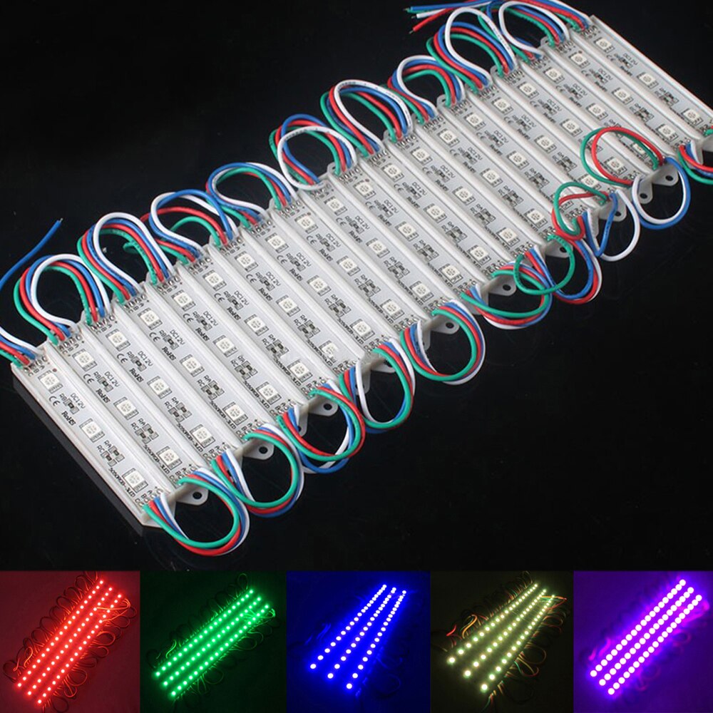 Módulo LED 5050, 3 LED DC12V, publicitario impermeable, módulos LED de Color blanco RGB, iluminación súper brillante, 20 unids/lote: RGB