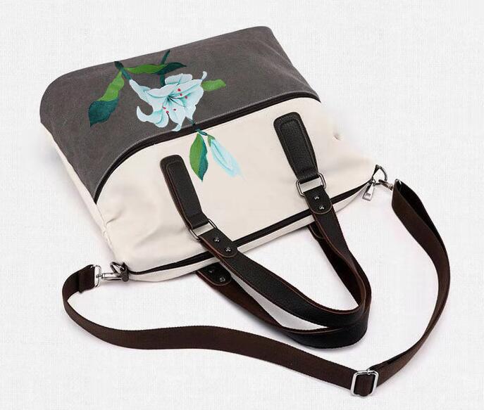 Bolso pintado a mano, bolso de lona de estilo nacional, bolso de hombro inclinado, bolso para mujeres retro , bolso versátil de h