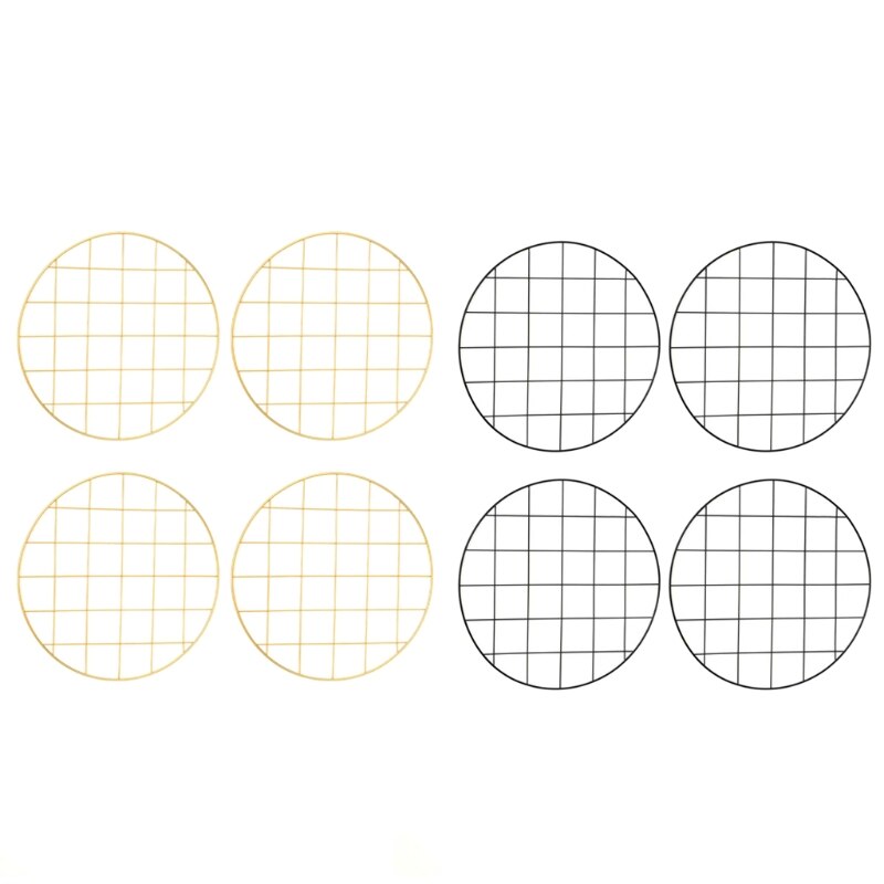 4pcs Round Mesh Grid Wall Photo Postcards Display Organizer DIY Pictures Frame B85C