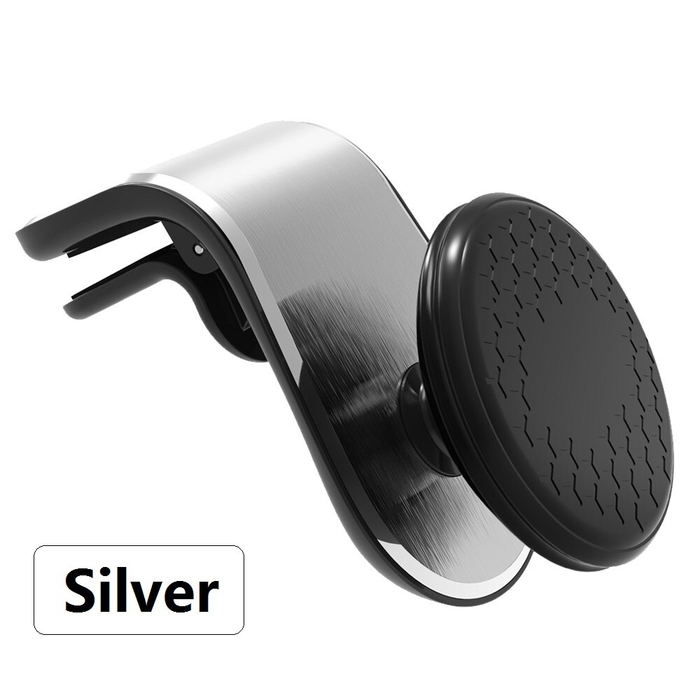 Metalen Magnetische Auto Telefoon Houder Gps Voor Hyundai Tucson Ix25 Creta Kona IX35 Solaris Accent I30 Santa Fe Elantra accessoires: Zilver