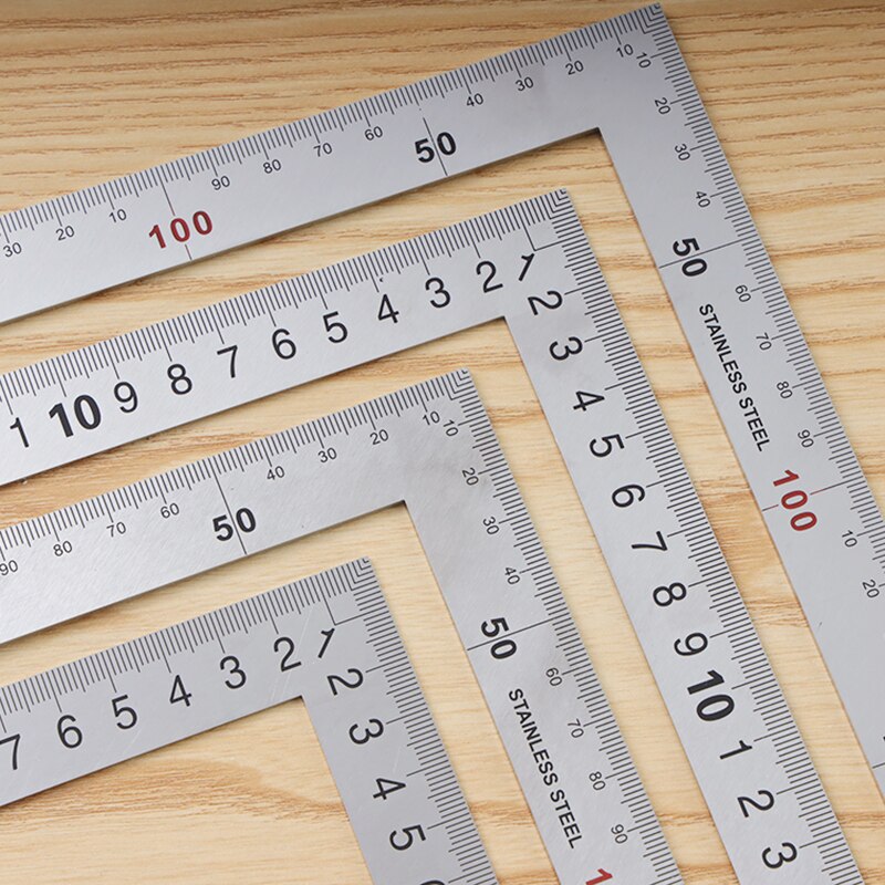 Stainless Steel L Shape Ruler Double Sided Ruler Measuring Tool Metal Straight 90 Degree Angle Ruler for Office School Supplies