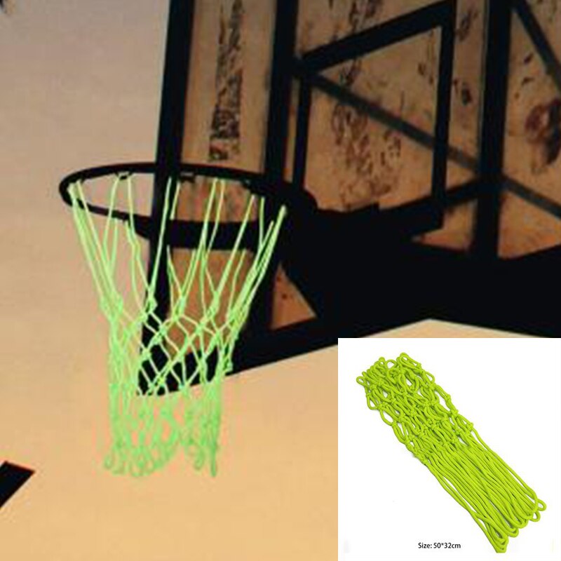 1pcs Nylon Basketball Net Thread Sports Basketball Hoop Mesh Backboard Rim Ball Pum 12 Loops White Red Blue Accessories: Green F