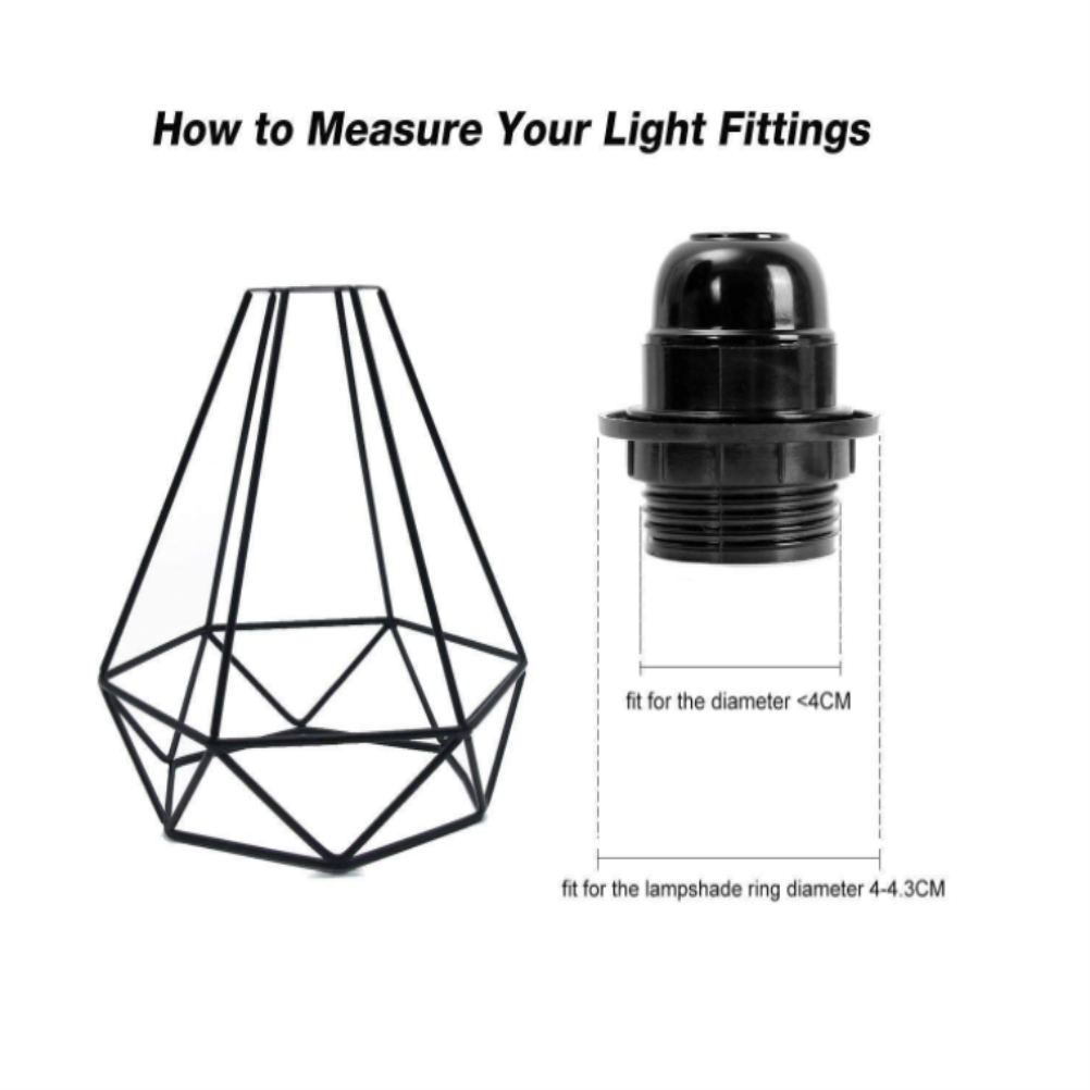 1pcs Retro Diamond-Shaped Iron Birdcage Lampshade Iron Art Metal Diamond Bulb Guard Restaurant Chandelier Lampshade