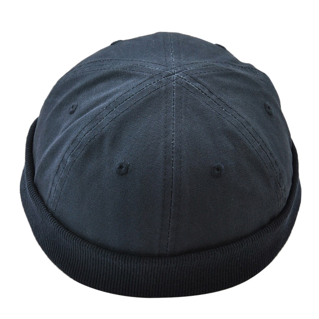 Mænd retro docker leon beanie cap ren bomuld hat marineblå ur cap mekaniker hat: Dyb blå