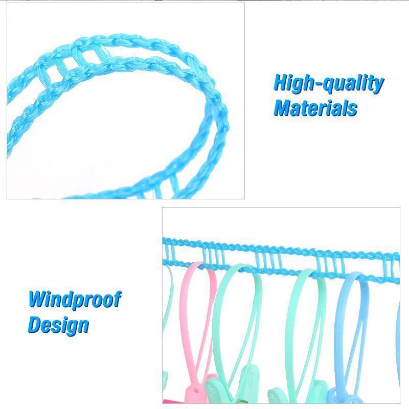 Windproof Non-Slip Clothesline Indoor Outdoor Clothes line, Portable Travel Clothesline Windproof Non-slip Clothesline